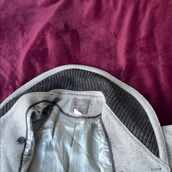 J. Crew Light Gray Pea Coat with Charcoal Accents - Picture 6 of 7
